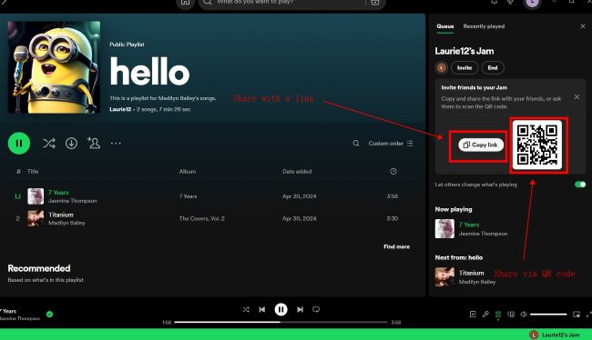 Share jam with friends on Spotify
