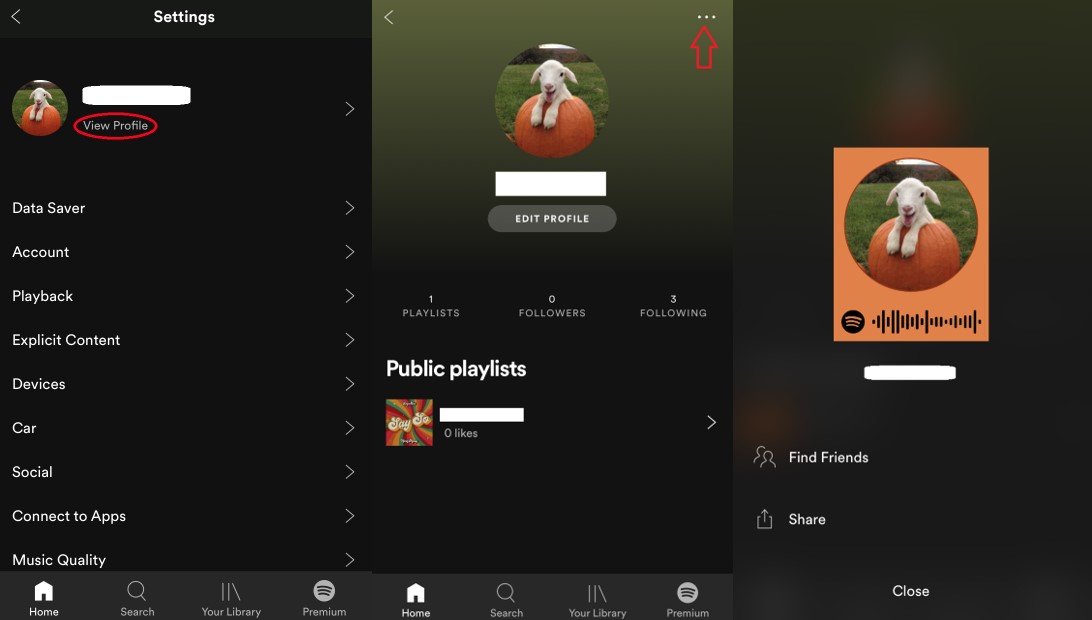 share profile on mobile