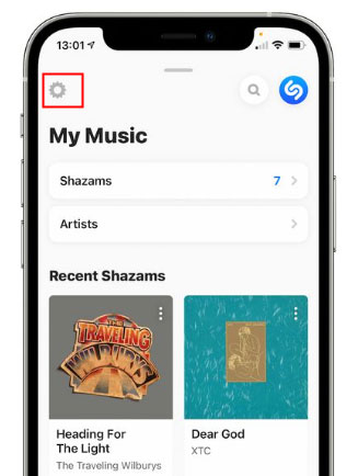click shazam settings to see apple music offer