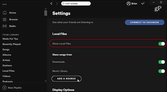 show local files on spotify desktop