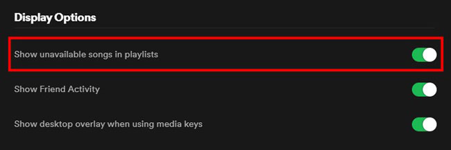 show unavailable songs on spotify