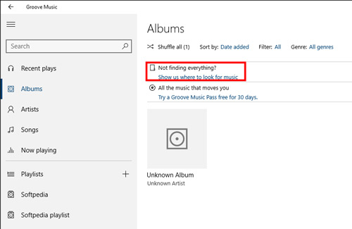 import album files to groove music