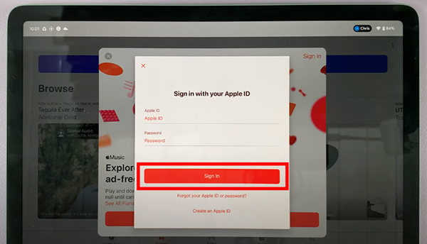 sign in apple music on google pixel tablet