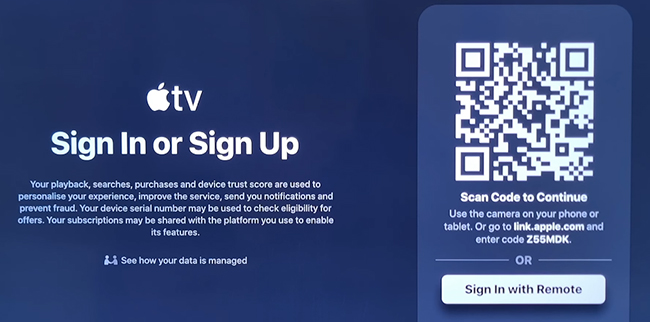 sing in apple account in samsung tv