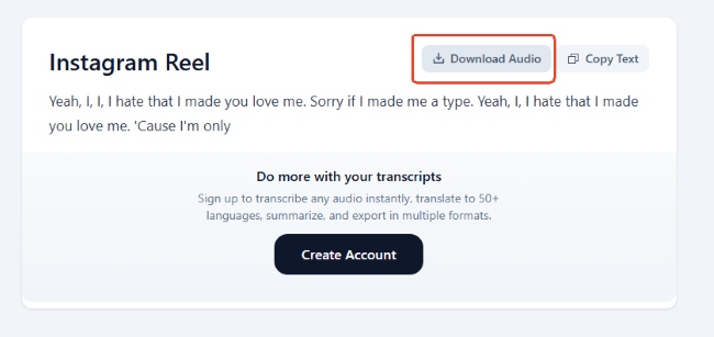 speakapp download audio from ig
