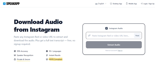 speakapp ig audio downloader