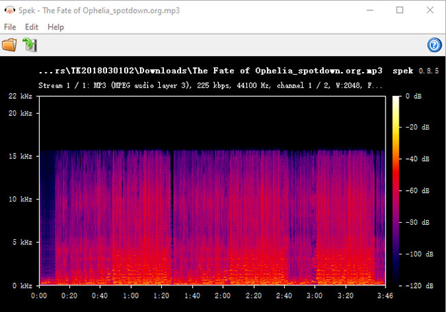 spek check spotdown audio quality