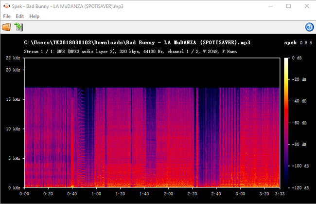 spek check spotisaver audio quality