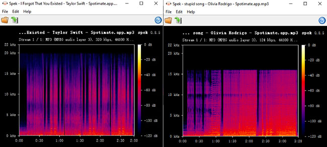 spek analyze spotifymate downloaded audio quality
