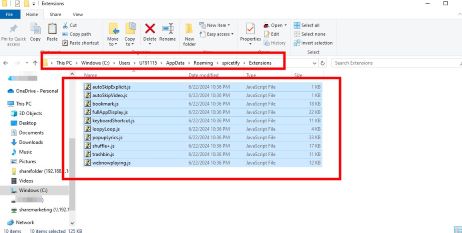 spicetify extensions in spicetify folder