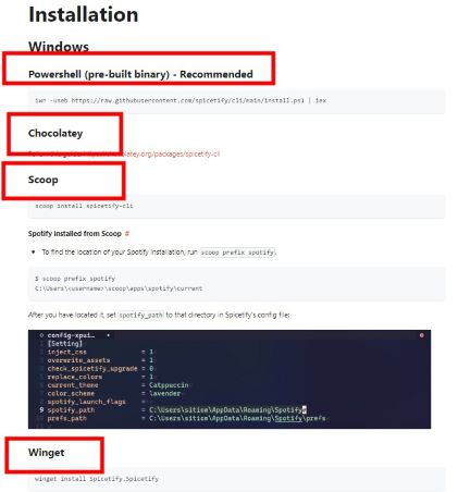 spicetify installation ways on windows
