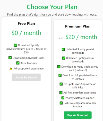 spotidown premium vs free