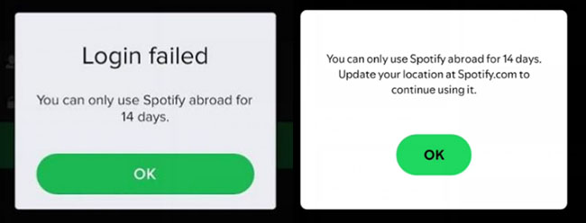 spotify abroad 14 days error