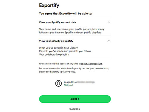 allow exportify to access your spotify