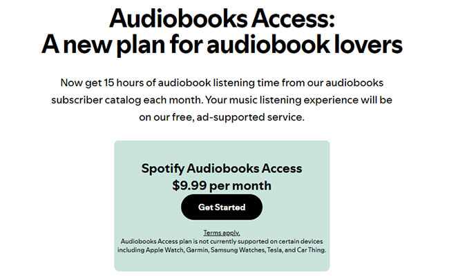 spotify audiobook access