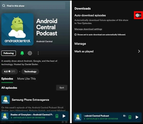 spotify auto download episodes
