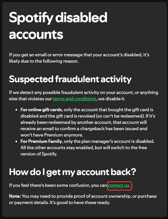 spotify disabled accounts