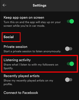 spotify enable listening activity