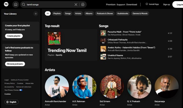 spotify for tamil songs
