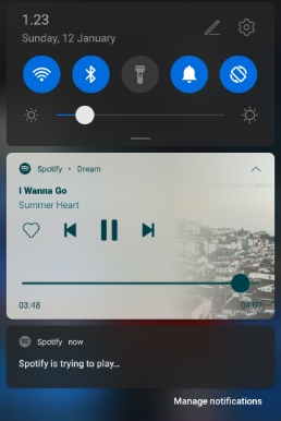 play spotify while playing roblox on notification tab