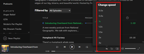 spotify podcast playback speed computer