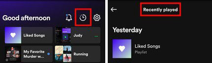 spotify recently played mobile