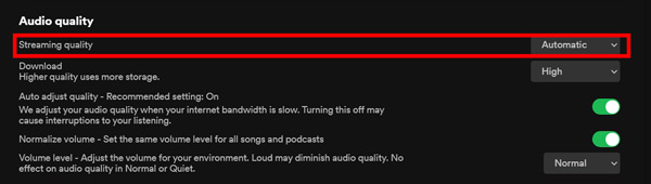 spotify streaming quality pc