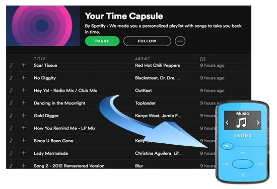 sandisk mp3 player spotify