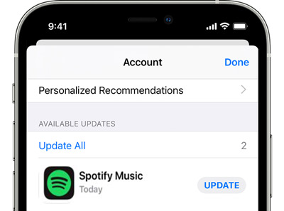 spotify update from profile ios