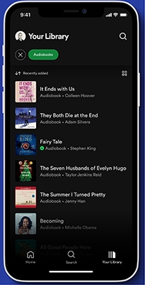 spotify your library to get audiobooks
