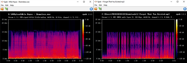 spek analyze spotilab audio quaity