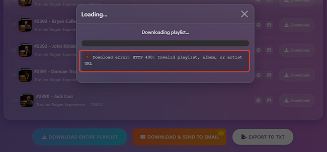 spotisaver download podcast error