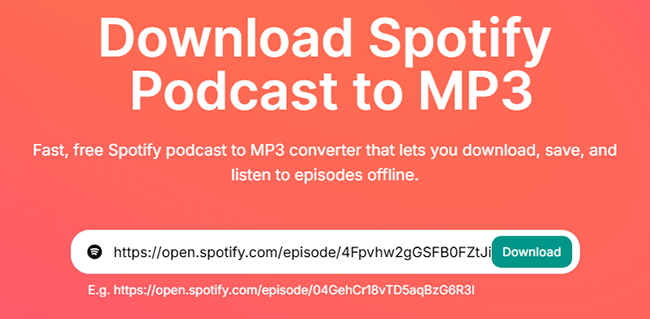 paste spotify podcast link to spotscribe