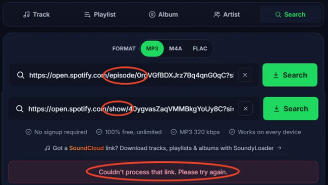 spotyloader process link error