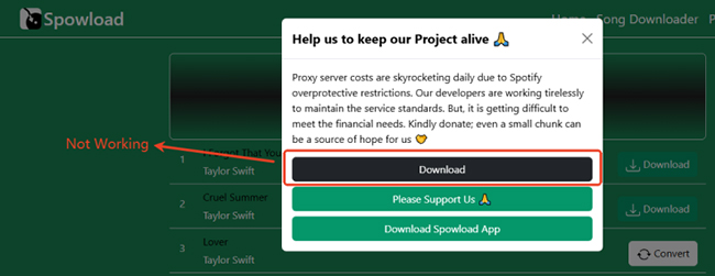 spowload download not working
