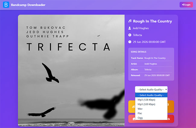 ssbandcampdownloader select audio quality