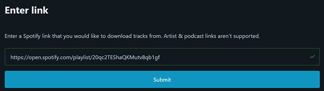 submit spotify link spotify downloader