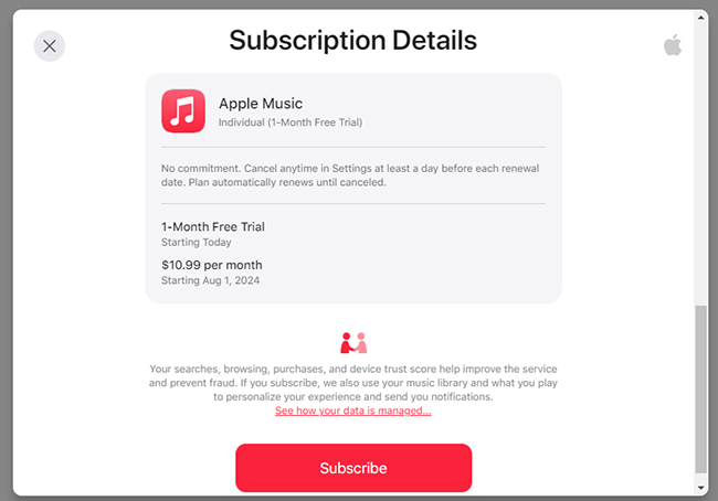 subscribe apple music free trial