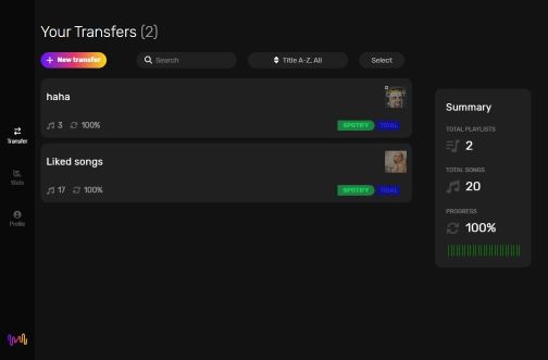 successfully transfer FreeYourMusic