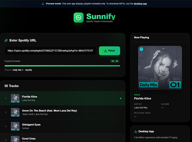 sunnify spotify downloader web app