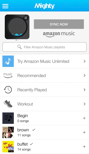 sync amazon music on mighty