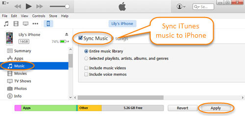 sync apple music library to iphone via itunes
