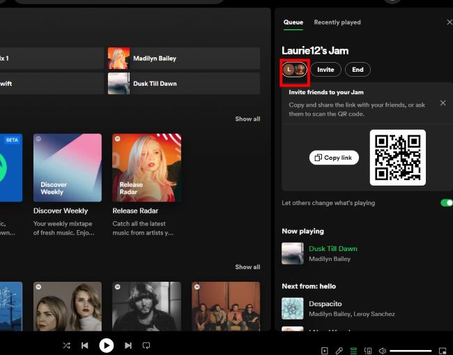 Tap jam members on desktop
