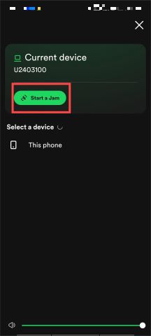 Tap start a jam on phone