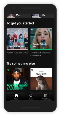 three icons in bottom as spotify premium