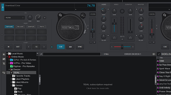 search tidal on virtual dj