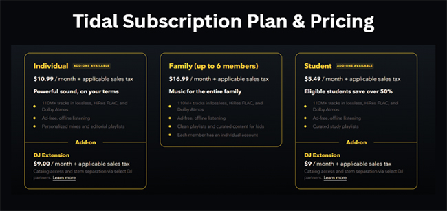 tidal subscription