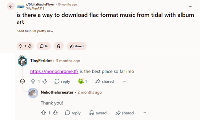 tidal to flac on reddit