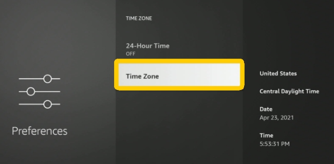 time settings firestick
