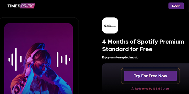 time prime 4 months free trial spotify